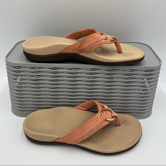 Vionic Tide Aloe Thong Sandals Beige Peach Flip Flop Size 5 - Picture 2 of 12